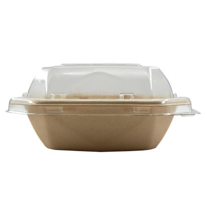 50 Stück DUNI Salatschale OCTA 1000ml, Ø224mm, braun, aus Bagasse, mit Deckel