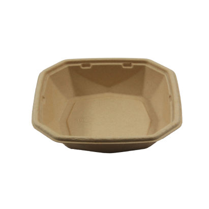 50 Stück DUNI Salatschale OCTA 400ml, Ø152mm, braun, aus Bagasse, mit Deckel