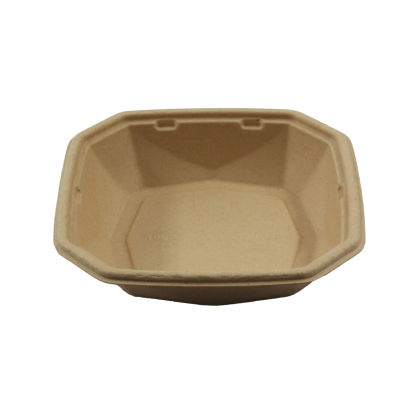 300 Stück DUNI Salatschale OCTA 650ml, Ø183mm, braun, aus Bagasse, mit Deckel