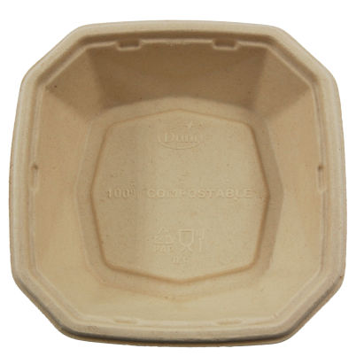 50 Stück DUNI Salatschale OCTA 650ml, Ø183mm, braun, aus Bagasse, mit Deckel