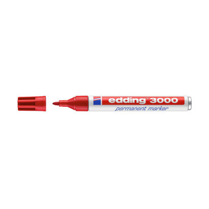 1 Stück edding 3000 Permanentmarker, rot 1 Stück edding 3000 Permanentmarker, rot
