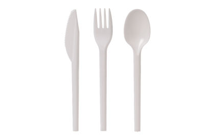 First Choice 100 Stück Premium Mehrweg-Besteck Plastikgabel 16cm, extra stabil, weiß