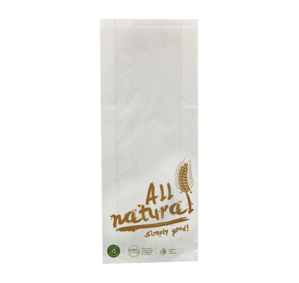 1000 Stück Bäckerfaltenbeutel 429, 20+10x35cm, weiß, mit Druck, 35g/qm² 1000 Stück Bäckerfaltenbeutel 429, 20+10x35cm, weiß, mit Druck, 35g/qm²
