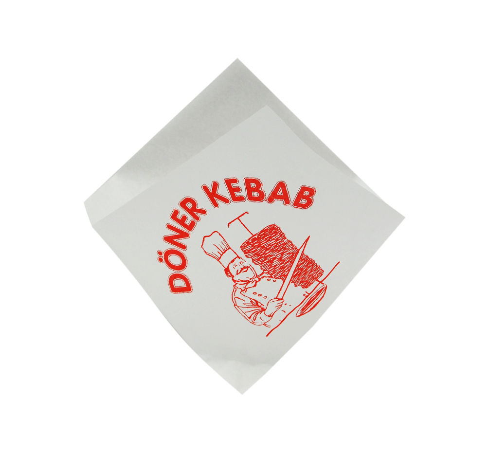 4000 Stück Dönertüten Kebab 16x16cm, mit Druck, weiß - Papier Weinand