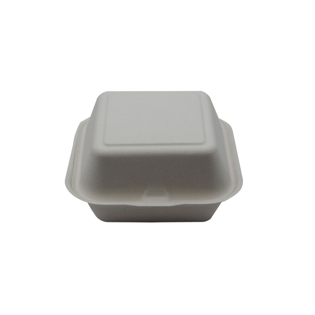 Produktbild von Greenkaufen Bio 50er-Pack Menüboxen 2-geteilt, 900 Ml – Bagasse, Kompostierbar, 23x15x8 Cm, Weiß