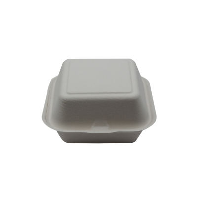 50 Stück Bio Bagasse Warmhalte- Hamburger Boxen IP6, 150x153x84mm, weiß