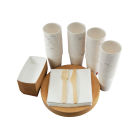 PW 1 Stück Bio Party Set M, Pappteller, Holzbesteck, Servietten, Pappbecher, Snackschale