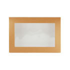 100 Stück Bio Catering-Box mit Fenster, mit Sichtfenster, aus Kraftpapier, klein, 360x250x80mm, braun