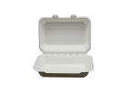 PW 125 Stück Bio Bagasse Warmhalte- Menüboxen, Snackboxen HP2/IP9, 178x158x78mm, weiß