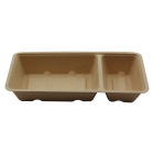  50 Stück Bagasse Imbiss- Snackschale A22 (A9+1), (325+75ml), 2-geteilt, 203x97x36mm, Natur