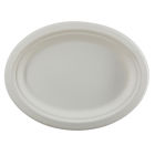 500 Stück Bagasse Pappteller Oval Ø26cm, 263x199x20mm, weiß