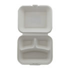 100 Stück Bio Bagasse Warmhalte- Menüboxen 3-geteilt, 240x200x80mm, weiß, stabil