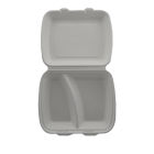 100 Stück Bio Bagasse Warmhalte- Menüboxen 2-geteilt, 244x208x70mm, weiß, IP