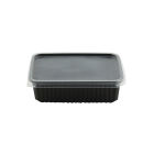300 Stück Unischale PP, 750ml, 180x133mm, Mehrweg, schwarz mit Deckel