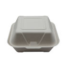 200 Stück Bio Bagasse Warmhalte- Hamburger Box Giant XXL, 216x205x103mm, weiß