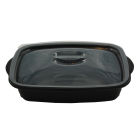 Groupeguillin 200 Stück Menüschale Marmipack, ungeteilt, 254x187x48mm, 1000ml, schwarz, mit Deckel