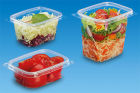 100 Stück Feinkostbecher, Verpackungsbecher, klar, eckig, 500ml