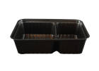 250 Stück Imbiss- Snackschale, Plastikschale PP, A38, 850ml, 2-geteilt, 190x135x42mm, schwarz
