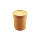 Kleva 500 Stück Soup To Go, Suppenbecher 900ml, 32oz, braun, mit Deckel, umweltfreundlich