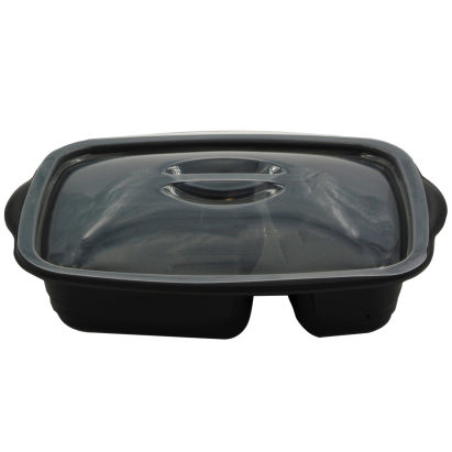 200 Stück Menüschale Marmipack, 2-geteilt, 254x187x48mm, 1000ml, schwarz, mit Deckel 200 Stück Menüschale Marmipack, 2-geteilt, 254x187x48mm, 1000ml, schwarz, mit Deckel