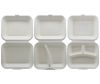 200 Stück Bio Bagasse Warmhalte- Menüboxen 2-geteilt, 244x208x70mm, weiß, IP