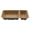 50 Stück Bagasse Imbiss- Snackschale A22 (A9+1), (325+75ml), 2-geteilt, 203x97x36mm, Natur