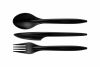 100 Stück Premium Mehrweg-Besteck Plastikgabel 18cm, schwarz