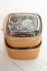 50 Stück Bio Kraft- Bowl Salatschale 1200ml, 170x170x65mm, eckig, braun, mit rPET Deckel