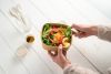 50 Stück Bio Kraft- Bowl Salatschale Schüssel 400ml, 130x130x43mm, eckig, braun
