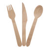 300 Stück Holz-Besteckset 16cm, biologisch abbaubar (1xGabel, 1xMesser + 1xLöffel)