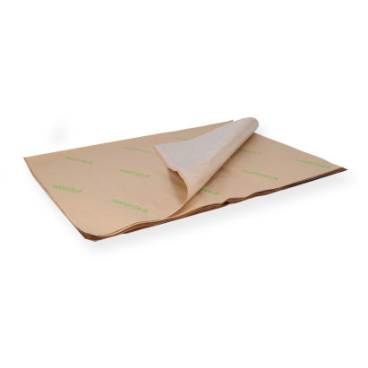 12,5 Kg Frischpack Frischhaltepapier Natürlich 37,5x50cm, 1/4 Bogen, braun mit Druck