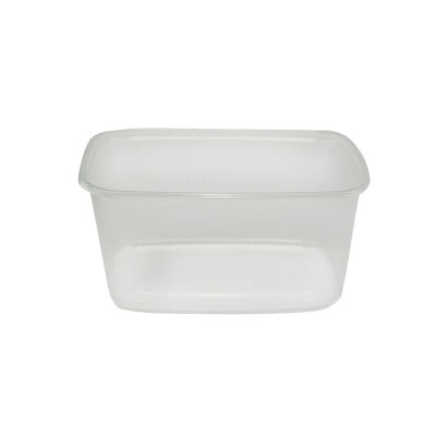 100 Stück Feinkostbecher, Verpackungsbecher, klar, eckig, 300ml