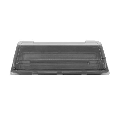 100 Stück Sushi-Tray, Sushi Schale, schwarz mit Deckel, Größe XS, 90x200mm (415)