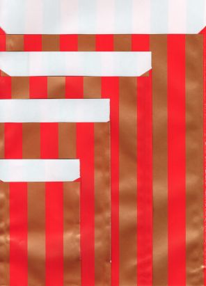 1000 Stück Papier Flachbeutel 89830F, Kraftpapier, Noble stripes red, 70g/m², 130x180mm