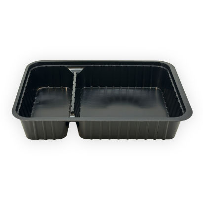 250 Stück Imbiss- Snackschale, Plastikschale PP, A20, 500ml, 2-geteilt, 205x122x36mm, schwarz