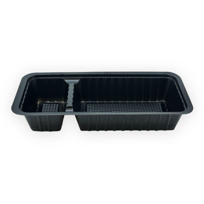 250 Stück Imbiss- Snackschale, Plastikschale PP, A23, 325ml, 2-geteilt, 169x95x33mm, schwarz