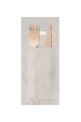 520 Stück Bestecktasche mit Serviette 200x85mm, grau 520 Stück Bestecktasche mit Serviette 200x85mm, grau