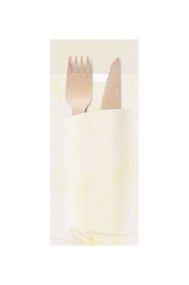 520 Stück Bestecktasche mit Serviette 200x85mm, weiß/creme 520 Stück Bestecktasche mit Serviette 200x85mm, weiß/creme