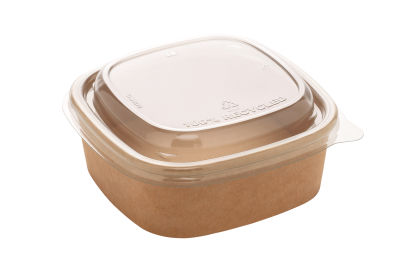 50 Stück Bio Kraft- Bowl Salatschale 1200ml, 170x170x65mm, eckig, braun, mit rPET Deckel 50 Stück Bio Kraft- Bowl Salatschale 1200ml, 170x170x65mm, eckig, braun, mit rPET Deckel