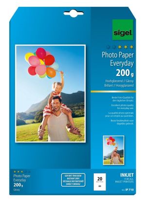 20 Blatt Sigel InkJet-Everyday-Foto-Papier, IP710, DIN A4, hochglänzend