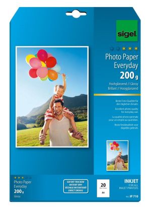 20 Blatt Sigel IP710 InkJet-Everyday-Foto-Papier, DIN A4, 200 g/qm, hochglänzend 20 Blatt Sigel IP710 InkJet-Everyday-Foto-Papier, DIN A4, 200 g/qm, hochglänzend