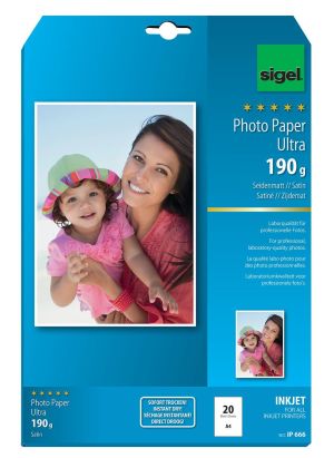 20 Blatt Sigel Ultra-Foto-Papier, IP666, DIN A4, seidenmatt, 190 g/qm