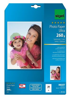 20 Blatt Sigel Ultra-Foto-Papier, IP672, DIN A4, seidenmatt, 260 g/qm
