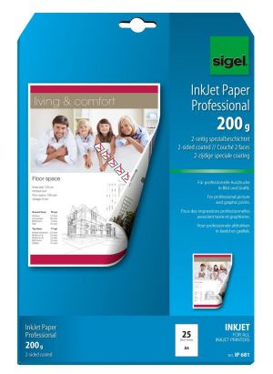 25 Blatt Sigel IP681 Inkjet-Papier, DIN A4, 200 g/qm, hochweiß, matt 25 Blatt Sigel IP681 Inkjet-Papier, DIN A4, 200 g/qm, hochweiß, matt