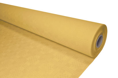 TOP 1 Stück Papier- Tischdecke für Biertische 100cm x 50m Damast, gelb