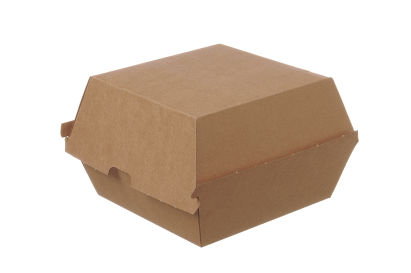 100 Stück Warmhalte- Hamburger Box Wellpappe 115x115x90mm, braun