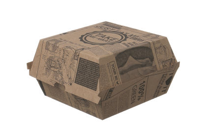 100 Stück Warmhalte- Hamburger Box Wellpappe (TAKE ME) 115x115x90mm, braun 100 Stück Warmhalte- Hamburger Box Wellpappe (TAKE ME) 115x115x90mm, braun