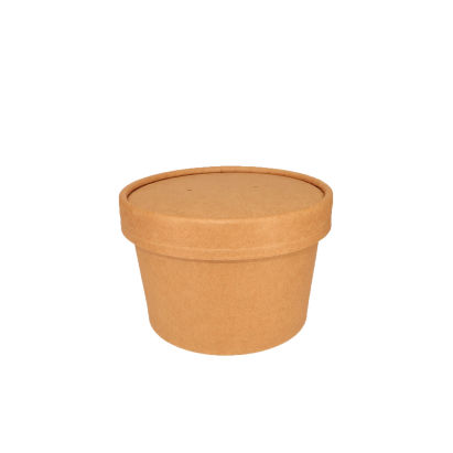 25 Stück Soup To Go, Suppenbecher 230ml, 8oz, braun, mit Deckel, umweltfreundlich 25 Stück Soup To Go, Suppenbecher 230ml, 8oz, braun, mit Deckel, umweltfreundlich
