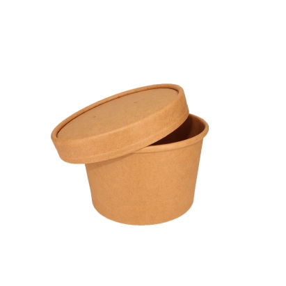 25 Stück Soup To Go, Suppenbecher 230ml, 8oz, braun, mit Deckel, umweltfreundlich