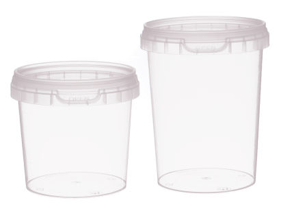 252 Stück Verpackungsbecher Eimer 670ml transparent mit orig. Verschluss 252 Stück Verpackungsbecher Eimer 670ml transparent mit orig. Verschluss
